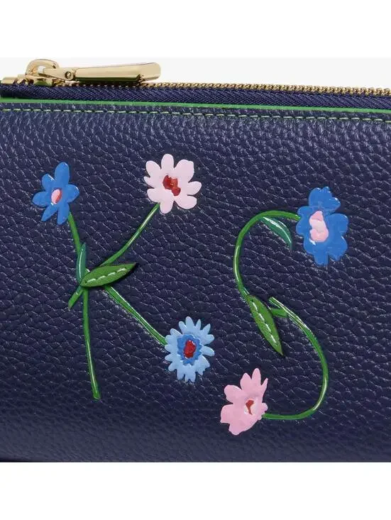 Kate Spade In The Garden Compact Wallet Parisian Navy Floral Leather - Picture 2 of 7